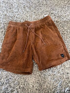 RVCA Men's Rust Paisley-corduroy shorts